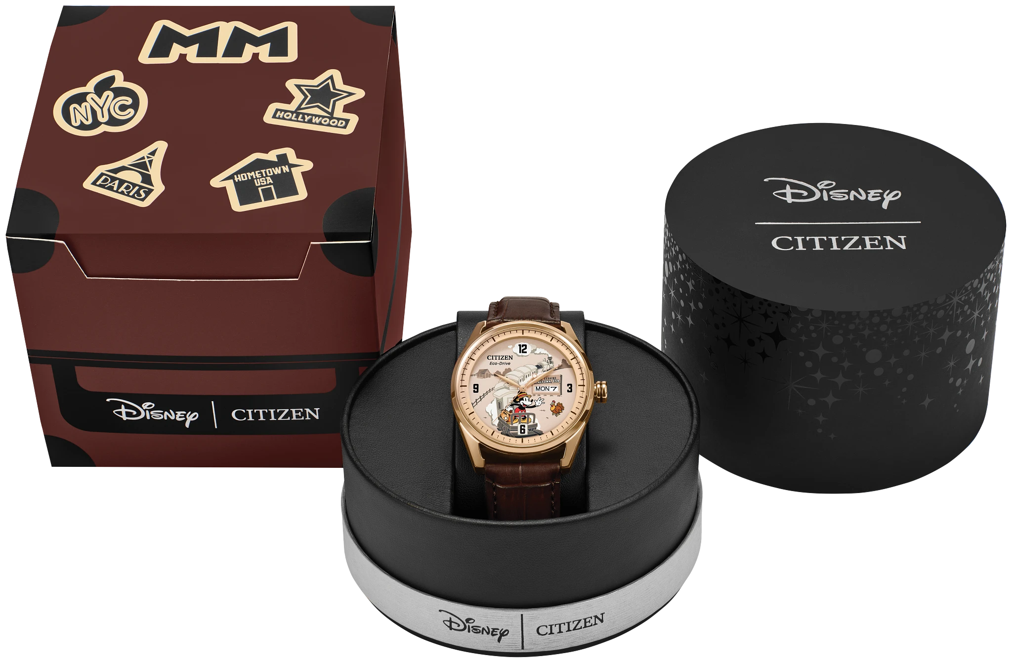 Hometown Mickey Mouse Beige Dial Leather Strap AW0088-04W | CITIZEN
